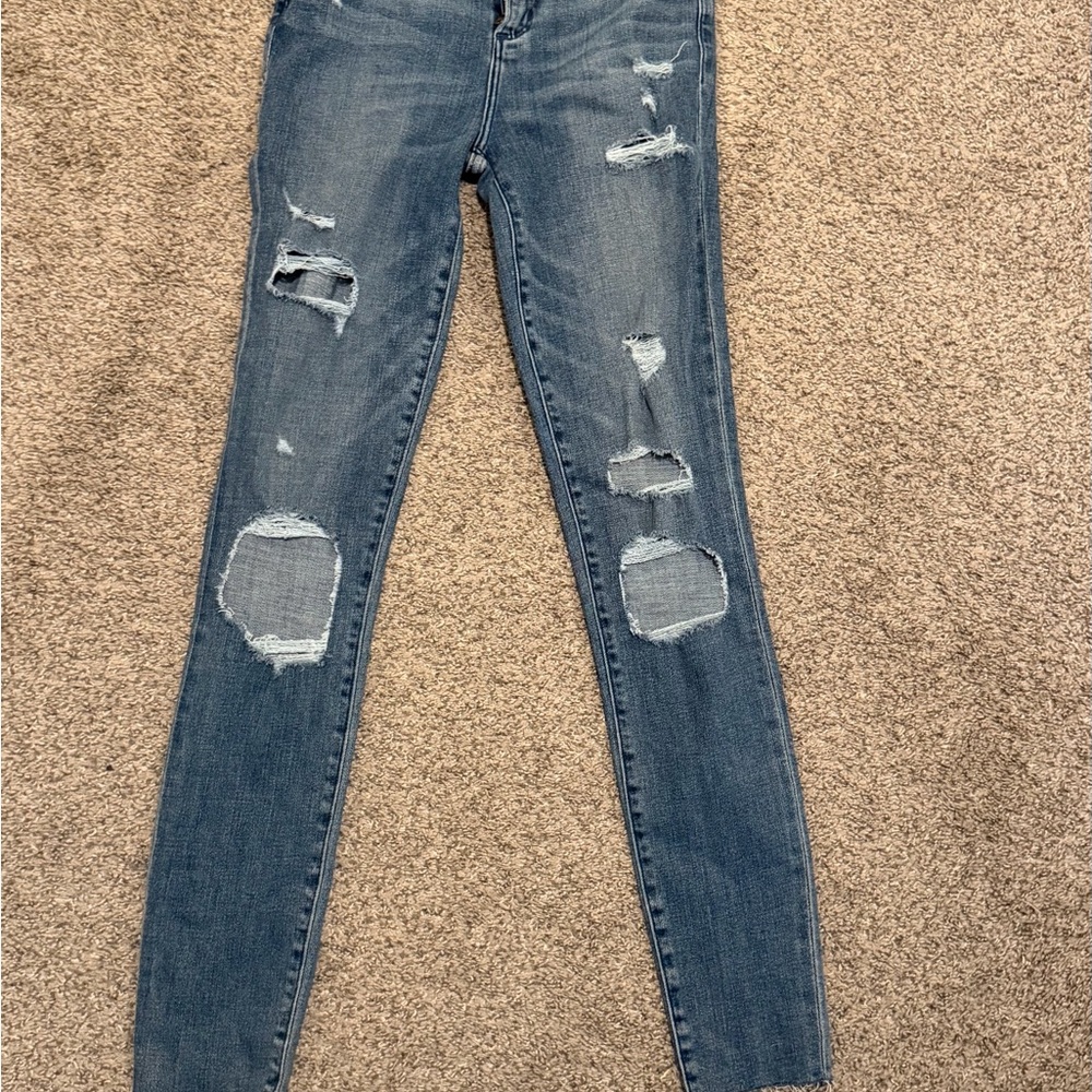 Abercrombie & Fitch Medium Blue Distressed Skinny Jeans